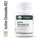 Genestra Brands - Active Chewable B12 - Chewable Vitamin B12 Tablets - Natural Cherry Flavor - 60 Chewable Tablets