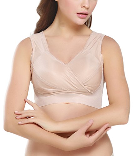 Intimate Portal Women Elegance Leisure Bra Wire Free Full Coverage Pocketed Bra Beige 36D 38B 38C 40A