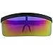 Elite Futuristic Oversize Shield Visor Sunglasses Flat Top Mirrored Mono Lens 172mm (Blue/Purple/Yellow Mirror, 172)