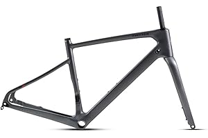 BSFHQS 700C Carbon Fiber Gravel Bike Frameset 45/48/51/54CM Road Off-Road Bike Disc Brake Frames Thru Axle Front12×100mm Rear12×142mm Internal Routing(Dark Gray,51CM)