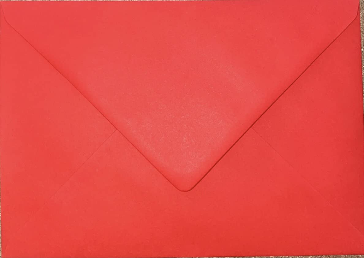 C5 Poppy Red C5 Coloured Envelopes for A5 Greeting Cards Wedding Invitation Crafts 162x229mm- Pack of 10 envelopes (Poppy Red [V-Flap])