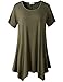 Lanmo Womens Swing Tunic Tops Loose Fit Comfy Flattering T Shirt (XL, Army Green)