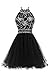 Ellames Women's Beaded Halter Homecoming Dress Short Tulle Prom Dress