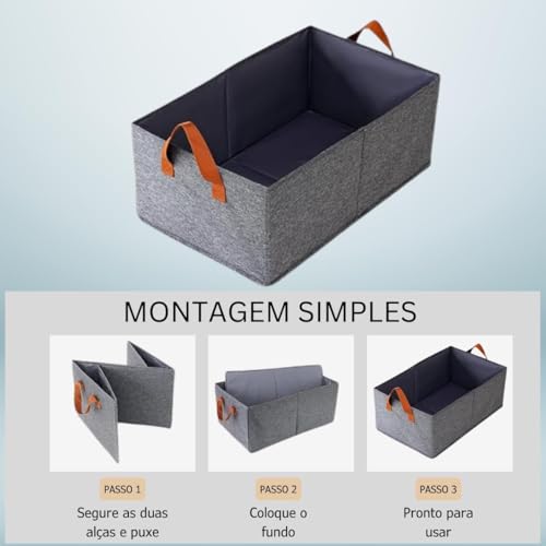 Kit 4 Caixas Organizadoras Dobráveis de Tecido Resistente com Alça Dupla – Cestos Ideais para Roupas, Brinquedos, Closet, Guarda-Roupa e Lavanderia