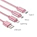 Multi Charger, 3 in 1 Nylon Braided Dual Lightning & Micro USB Cable for iPhone 6 6 Plus 5 5s 5c, iPad Air, iPod Pro, Sumsung, HTC, Nokia, Motorola, Blackberry, Tablets (Rose)