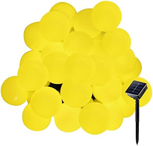 Solar Powered String Lights, 50 LED Globe Ball Lights, 23ft 8 Modes Starry Fairy Lights, Waterproof Christams Decorative Lights for Wedding, Homes, Party, Garden,Dancing(Warm White)