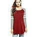 Goddessvan Plus Size Tops, Women Autumn Long Sleeve T-Shirt Sweatshirts Patchwork Blouse Tops (3XL, Red)