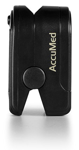 AccuMed CMS-50DL Pulse Oximeter Finger Pulse Blood Oxygen SpO2 Monitor w/Carrying case, Landyard Silicon Case & Battery (Black)