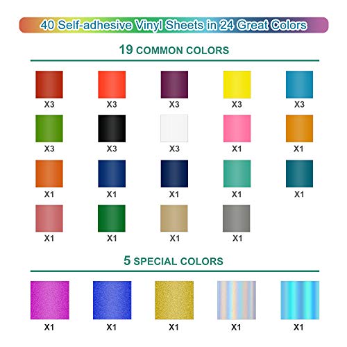 AISHNA Permanent Vinyl Bundle 12" X 12" Adhesive Vinyl Sheets, 1