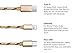 2 pack Multi charging cable by Trendsetter | 3 in 1 Premium Nylon Braided Multiple USB Fast Charger Cord 3ft(1m) with Micro USB / Type C Compatible For Phone 7/7 Plus/Galaxy S8 and more (2 pack-Gold)