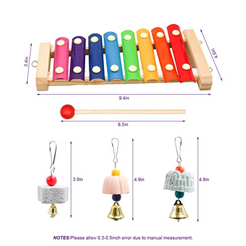 S-Mechanic Chicken Xylophone Toy for Hens,Parrots Hanging Wood Xylophone Toy with 8 Metal Keys Chicken Coop Pecking Toy with 3 Grinding Stones (Style-1)