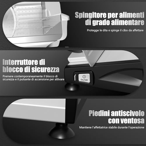 YASHE Electric Slicer for Home with Silent DC Motor, Professional Slicer for Ham, 200 W, 19 cm Double Stainless Steel Blades, Adjustable Thickness 0-15 mm for Meat Cheese Bread