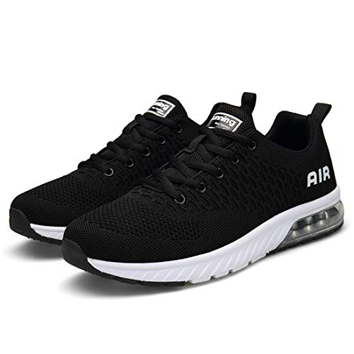 Lewhosy Womens Mens Air Cushion Ultra Athletic Running Shoes Lightweight Breathable Casual Mesh Tennis Sneakers (42/Black)