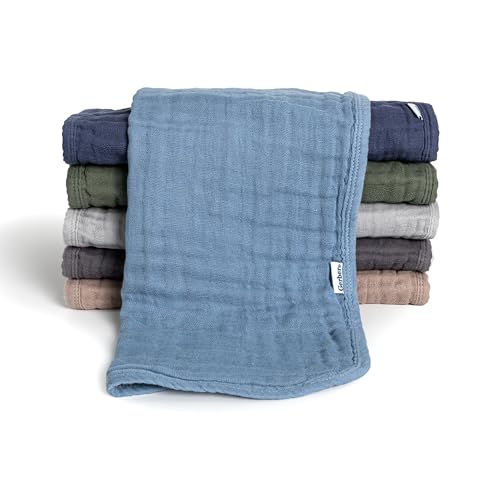 Gerber Baby Unisex Muslin Burp Cloths 6-Pack, Multi Blues Browns, Large Size 20…