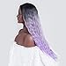 YUNKAI Light Purple 3 Tones Ombre Hair Wig For Black Women Dark Roots Natural Wavy Purple Wig With Parting Colorful Cosplay Costumes Curly Wigs Long Wigs 26inches
