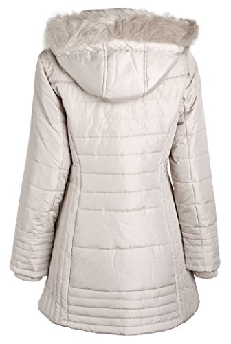 Details women's Warm Winter Parka Puffer Coat with Quilting and Removable Hood - Tofu (Size Medium)