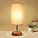 Hong-in USB Table Lamp with Dual USB Port, Solid Wood Desk Lamp, Minimalist Design Nightstand Lamp with Fabric Shade USB Charging Port for Bedroom, Living Room, Coffee Table (Bulb not Included)