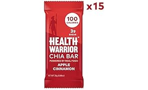 HEALTH WARRIOR Chia Bars, Apple Cinnamon, Gluten Free, Vegan, 25g bars, 15 Count
