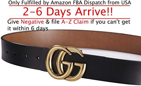 ~USA Fast 2-6 Days Deliver Guarantee FBA~ Standard Size Gold Buckle Women Leather Belt ~3.8cm Belt Width~