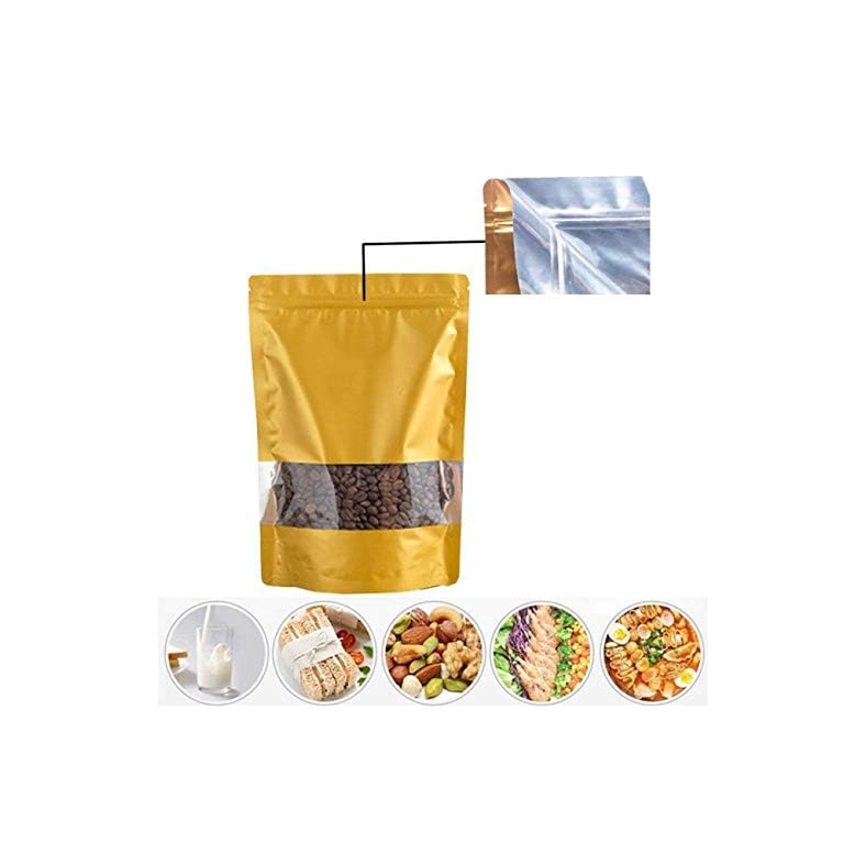 Mylar Bags for Food Storage Resealable Aluminum Foil Package Bags 100