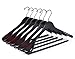Luxury Wide Shoulder Wooden Hangers 6 Pack, with Velvet Bar, Smooth Mahogany Finish Wood Suit Hanger Coat Hanger for Closet, Holds Upto 20lbs, 360° Swivel Hook, for Jacket, Dress Heavy Clothes Hangers
