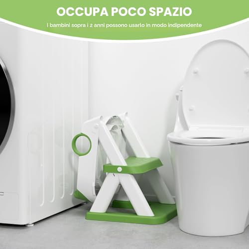 COOSEYA Frog Shaped Children's Toilet Reducer, 2 in 1 Potty with Ladder for Children, Waterproof Mat and Non-Slip Stool, Green