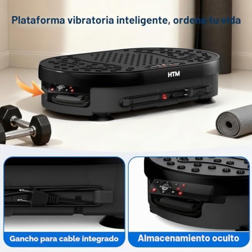 Plataforma Vibratoria con Mando A Distancia, 120 Niveles De Velocidad, 9 Modos De Programa, Temporizador De 15 Minutos, Capacidad Máxima De 136 Kg, Vibration Plate Muscular Silenciosa y Compacta