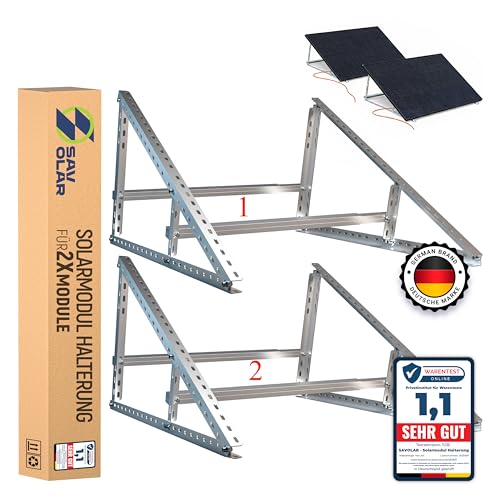 SAVOLAR Solarmodul Halterung Balkonkraftwerk bis 117cm (46 Zoll) Winkel Einstellbar 0-90°, Robuste Neigungshalterungen für Balkonkraftwerk Halterung (19% VAT (2