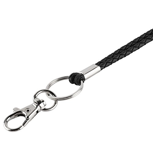 Leather Lanyard, PLENTY 2PCS Handmade 23inch Strong Office Necklace Lanyard with Clip and Keychain for Keys, ID Badge Holder, Camera, Cell Phone, iPod MP3 MP4, USB Flash Drive (Black+Brown) - Thumbnail 4