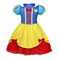 HenzWorld Princess Snow White Dresses Costumes Halloween Cosplay Birthday Party Outfit Puff Sleeve 3-4 Years