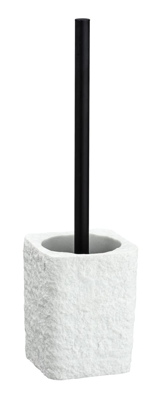 WENKO Villata Toilet Brush Holder White, Polyresin, 11.2 x 37 x 10 cm