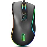 HIRALIY F300 Gaming Mouse Wired 10,000 DPI Adjustable 7 Programmable Buttons 16.8 Million Chroma RGB Color Backlit Ergonomic Comfortable Grip for Gamer Desktop Laptop PC-PMW3325 Game Sensor