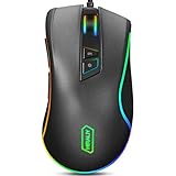 HIRALIY F300 Gaming Mouse Wired 10,000 DPI Adjustable 7 Programmable Buttons 16.8 Million Chroma RGB Color Backlit Ergonomic Comfortable Grip for Gamer Desktop Laptop PC-PMW3325 Game Sensor