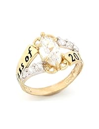 Anillo de graduación clase 2017 con la piedra natal, simulado de oro 10 K
