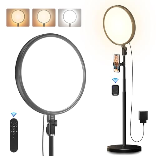 Tobeape 13" Ring Light with 79" Extendable Stand, 2700-6500K Dimmable Photography Light with Remote & Phone Holder, LED Full-Screen Circle Round Soft Light for Selfie/Makeup/Tiktok/YouTube/Vlogging