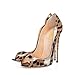 FSJ Women Slide Peep Toe High Heels Pumps Sexy Stilettos Patent Leather Shoes for Party Size 10 Leopard