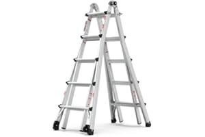S.WALT 22 FT Aluminum Multi-Position Foldable Ladder with Wheels, 5-in-1 Extension Ladder with Wide Anti-Slip Steps & Secure Hinge Locks for Home Indoor Outdoor Professional Use, 300 lbs Rated.