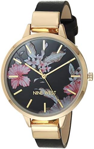 Nine West Women's Japanese Quartz Dress Watch with Faux Leather Strap
