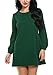 ACEVOG Fall Dress, Women's A-Line Casual Plain Long Sleeve Shift Dress (Large, Dark Green)
