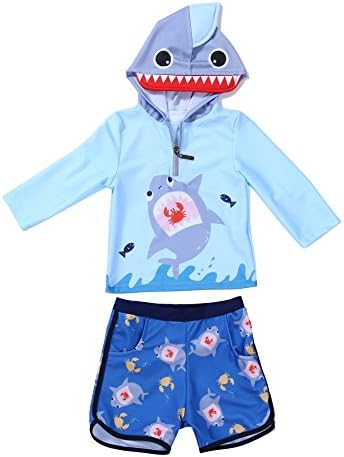 Moomintroll Baby Toddler Boys Two Piece Swimsuit Set Kids Swimwear Rash Guard Swimsuit Sun Protection UPF 50+