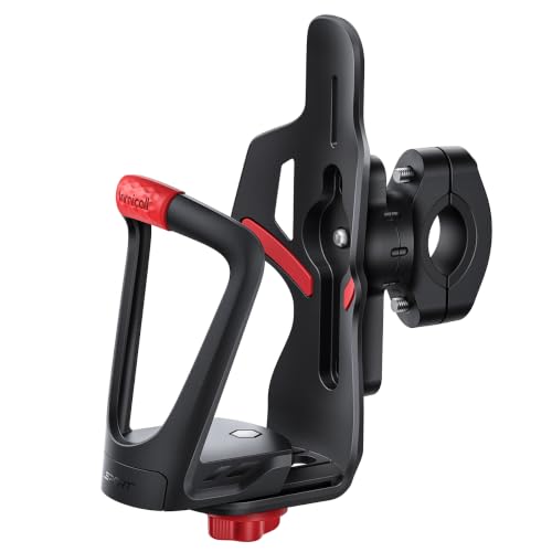 Lamicall Bicycle Bottle Holder, Drink Holder Motorcycle - [For 55-85 mm Large Bottles] [Tracker Storage] Bicycle Bottle Holder for Handlebars & Frame, Water Bottle Holder for Bicycle MTB Road Bike