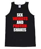 FTD Apparel Men's Sex Weights and Protein Shakes Motivation Tank Top