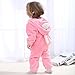 IDGIRL Baby Bunny Costume, Animal Rabbit Cosplay Pajamas for Girl Winter Flannel Romper Outfit 12-18 Months, Pink One Piece