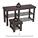 SONGMICS Bamboo Shoe Rack Bench with Stool for Kids, Set of 2 Shoe Racks, 3-Tier Heavy Duty Shoe Shelf, Entryway Storage Organizer for Hallway, Living Room, Brown ULBS20BR