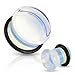 Organic Moon Stone, Aragonite, Opalite, Opal Single Flared Plugs w 0-ring (1 Pair) (A/2/2/28)
