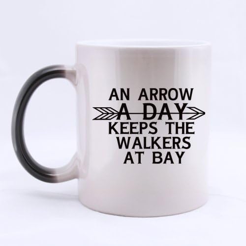 Best Cinephile Gifts Humorous Saying An arrow a day keeps the walkers at bay Tea/Coffee/Wine Cup 100% Ceramic 11-Ounce Morphing Mug