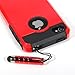 TCD for Apple iPhone 5 5S [RED ON BLACK] Hybrid Rugged Protective Defender Series Combo Case Cover Multiple Layers Shock Ultimate Protection [FREE SCREEN PROTECTOR STYLUS PEN]