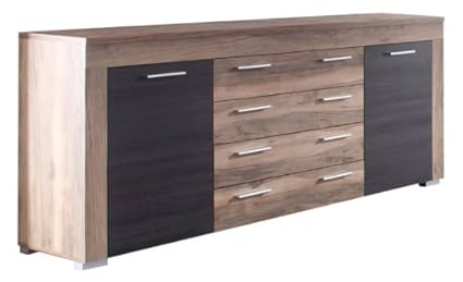 Trendteam smart living Wohnzimmer Sideboard Schrank Wohnzimmerschrank Boom, 176 x 79 x 40 cm in Nussbaum Satin (Nb.) mit viel