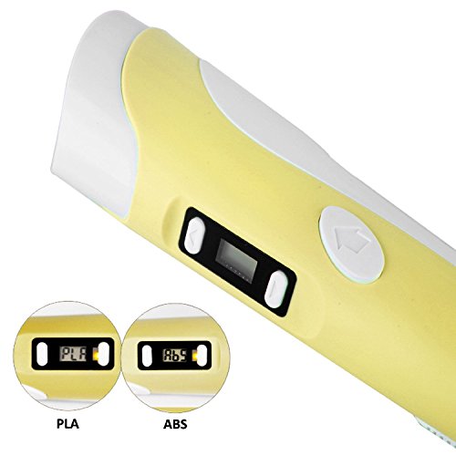 KSRplayer Upgraded Version ABS Filament Auto In/Out 3D Drawing Printing Magicpen Pen V2.0 With LED Free Filament For Children Printing Artist Drawing Doodler Automatic Feed /Out (Yellow)