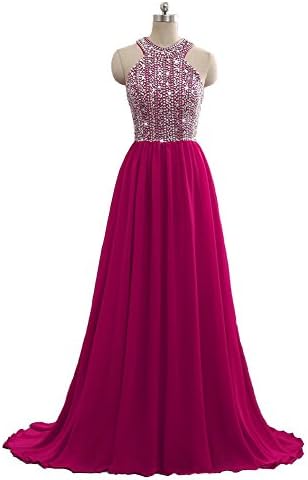 Still Waiting Women's Sparkly Crystal Prom Dresses Long 2018 Beading Chiffon Evening Gowns Formal C010